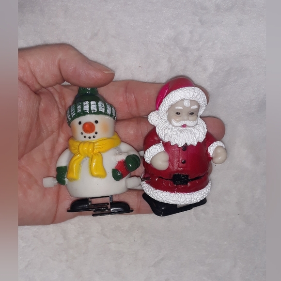Vintage Wind Up Holiday Christmas Santa Claus & Snowman - Picture 4 of 4